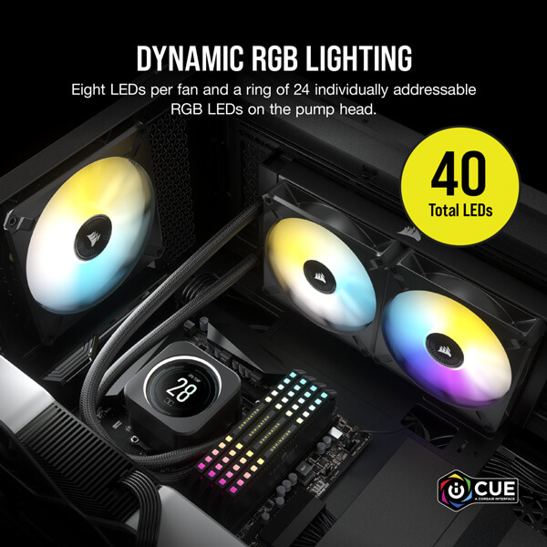 Corsair iCUE H100i Elite LCD Display CPU Liquid Cooler (Black)